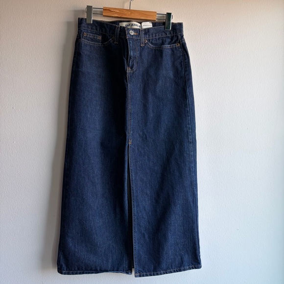 GAP Dresses & Skirts - GAP Dark Blue Denim Maxi Skirt with Center Slit
